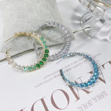 SENYU C Shape Hoop Earrings Full Zircon Spiral Circle Women Jewelry