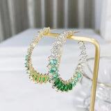SENYU C Shape Hoop Earrings Full Zircon Spiral Circle Women Jewelry