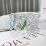 SENYU C Shape Hoop Earrings Full Zircon Spiral Circle Women Jewelry