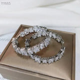SENYU Zirconia Hoop Earrings Paved Full Crystal Circle CZ Jewelry