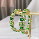 SENYU Zirconia Hoop Earrings Paved Full Crystal Circle CZ Jewelry