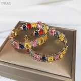 SENYU Zirconia Hoop Earrings Paved Full Crystal Circle CZ Jewelry