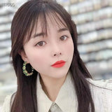 SENYU Zirconia Hoop Earrings Paved Full Crystal Circle CZ Jewelry