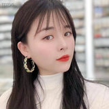 SENYU Sparkling Zirconia Hoop Earrings Full Crystal CZ Jewelry