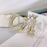 SENYU Sparkling Zirconia Hoop Earrings Paved Full Crystal Double Circle Earrings