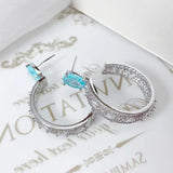 SENYU Big Circle Hoop Earrings Zirconia Micro-inlay Crystal Women CZ Jewelry