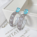 SENYU Big Circle Hoop Earrings Zirconia Micro-inlay Crystal Women CZ Jewelry