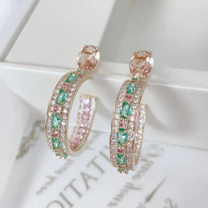 SENYU Big Circle Hoop Earrings Zirconia Micro-inlay Crystal Women CZ Jewelry