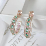 SENYU Big Circle Hoop Earrings Zirconia Micro-inlay Crystal Women CZ Jewelry