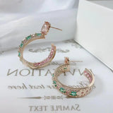 SENYU Big Circle Hoop Earrings Zirconia Micro-inlay Crystal Women CZ Jewelry