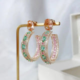 SENYU Big Circle Hoop Earrings Zirconia Micro-inlay Crystal Women CZ Jewelry
