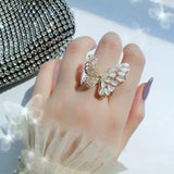 SENYU Butterfly Zirconia Ring Women Jewelry