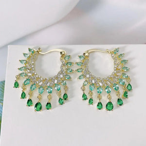 SENYU Micro-inlay CZ Tassel Water Drop Earring