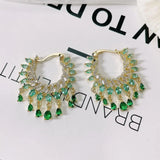SENYU Micro-inlay CZ Tassel Water Drop Earring
