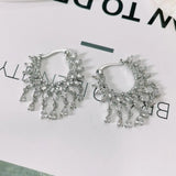 SENYU Micro-inlay CZ Tassel Water Drop Earring