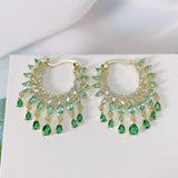 SENYU Micro-inlay CZ Tassel Water Drop Earring