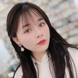SENYU Water Drop Pearl Earrings High Zirconia Jewelry