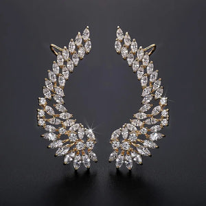 Lady's CZ Crystal Angel Wing Ear Sweep Cuff Earrings