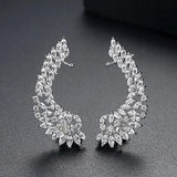 Lady's CZ Crystal Angel Wing Ear Sweep Cuff Earrings