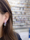 SENYU Daisy Bridal Cuff Earrings Cubic Zirconia Silver Plate Wedding Earrings