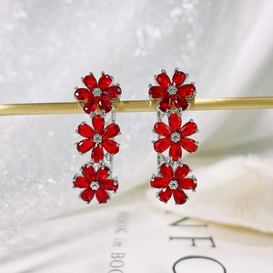 SENYU Daisy Bridal Cuff Earrings Cubic Zirconia Silver Plate Wedding Earrings