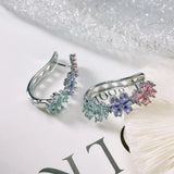 SENYU Daisy Bridal Cuff Earrings Cubic Zirconia Silver Plate Wedding Earrings