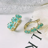 SENYU Daisy Bridal Cuff Earrings Cubic Zirconia Silver Plate Wedding Earrings