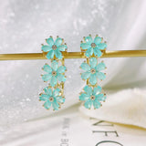 SENYU Daisy Bridal Cuff Earrings Cubic Zirconia Silver Plate Wedding Earrings