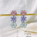 SENYU Daisy Bridal Cuff Earrings Cubic Zirconia Silver Plate Wedding Earrings