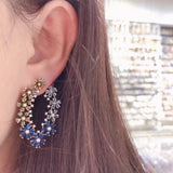 SENYU Flower Cluster Earrings Colorful CZ Women's Party Earring