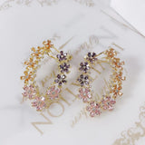 SENYU Flower Cluster Earrings Colorful CZ Women's Party Earring