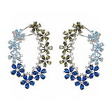 SENYU Flower Cluster Earrings Colorful CZ Women's Party Earring