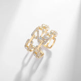 SENYU Open Ring Women Cubic Zirconia Jewelry Plating Chain Ring