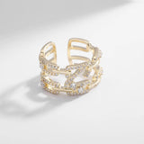 SENYU Open Ring Women Cubic Zirconia Jewelry Plating Chain Ring
