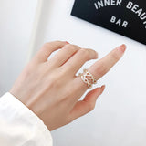 SENYU Open Ring Women Cubic Zirconia Jewelry Plating Chain Ring