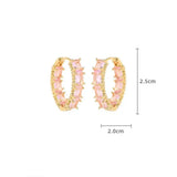 SENYU Peach Heart Hoop Earring Charm Micro-inlay CZ Circle Earring