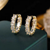 SENYU Peach Heart Hoop Earring Charm Micro-inlay CZ Circle Earring