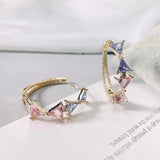 SENYU Triangle Hoop Earrings Zirconia Paved Wedding Party Jewelry