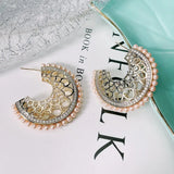 SENYU Pearl Hoop Earrings Zirconia Micro-inlay Women Jewelry