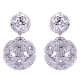 SENYU 16mm Hollow Ball Earring with CZ Reversible Double Ball Stud Earring