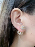 SENYU 18mm Zirconia Ball Stud Earring Double Ball Earring for Women