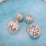 SENYU 18mm Zirconia Ball Stud Earring Double Ball Earring for Women