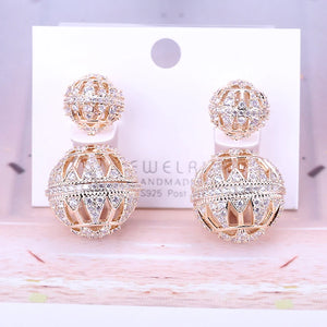 SENYU 18mm Zirconia Ball Stud Earring Double Ball Earring for Women