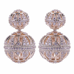 SENYU 18mm Zirconia Ball Stud Earring Double Ball Earring for Women