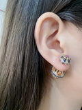 SENYU 18mm Zirconia Ball Stud Earring Double Ball Earring for Women