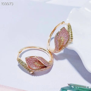 SENYU Banquet Flower Hoop Earrings Micro-inlay CZ Earring