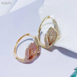 SENYU Banquet Flower Hoop Earrings Micro-inlay CZ Earring