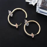 SENYU Zircon Round Hoop Earrings Plating Hot Jewelry