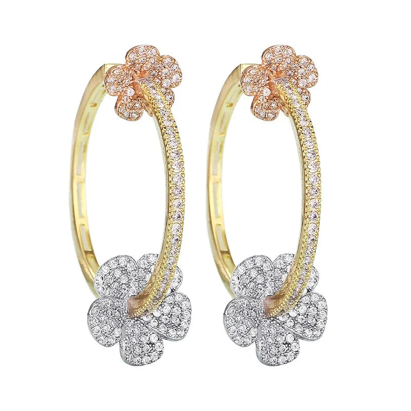 SENYU Zircon Round Hoop Earrings Plating Hot Jewelry