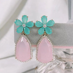 SENYU Flower Zirconia Crystal Earrings Wedding Party Dangle Jewelry